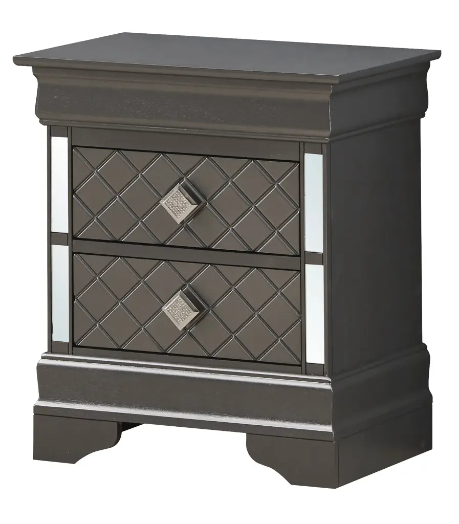 Verona G6702 N Nightstand - Metallic Black Particle Board glory furniture