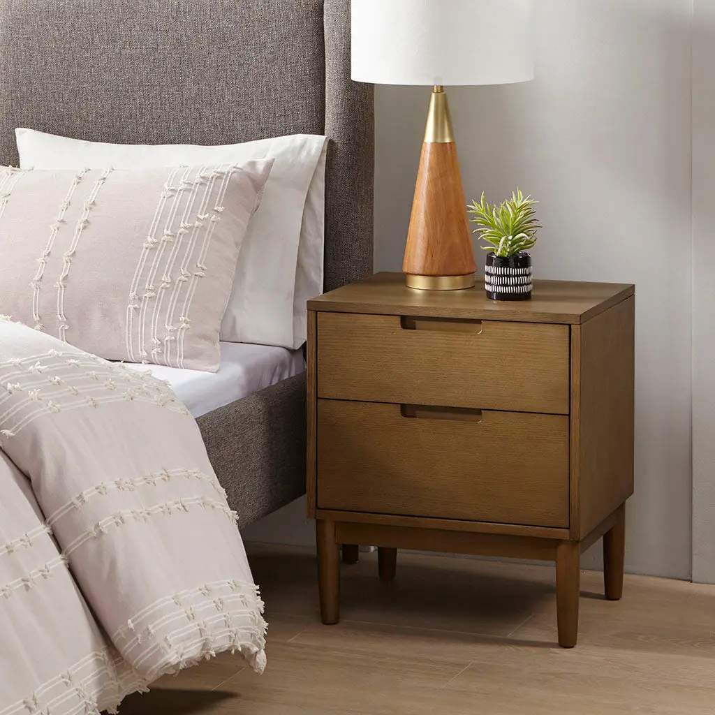 Nightstand Brown Wood Bedside Table Drawer Bedroom jla