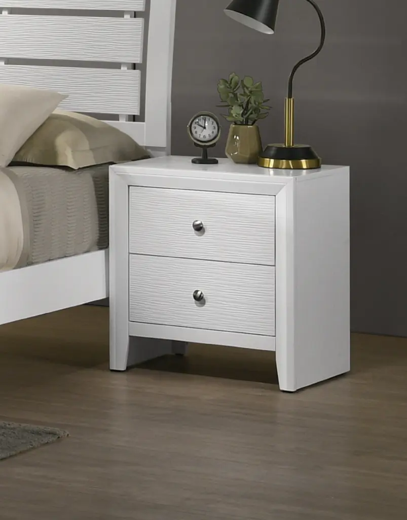 Contemporary Modern Look 2 Drawer Nightstand End Table White Finish kanepe