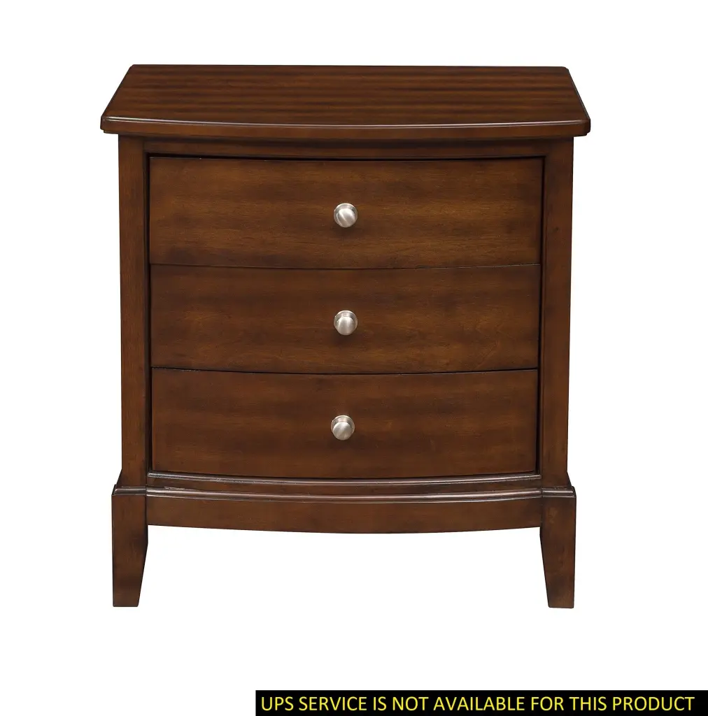 Dark Cherry Finish Nightstand 3 Drawers and Satin Nickel Knob kanepe
