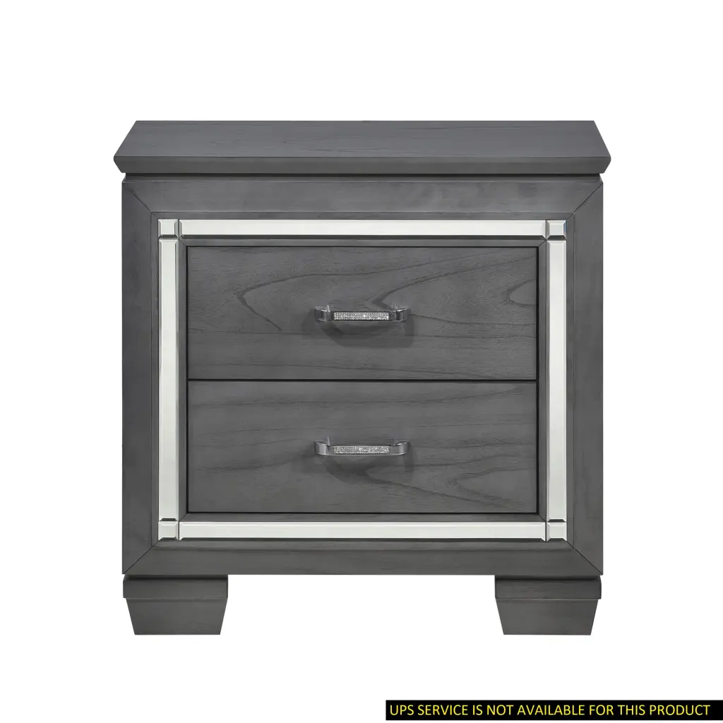 Glamorous Style Nightstand 2 Drawers LED Lighting and Faux Crystal kanepe