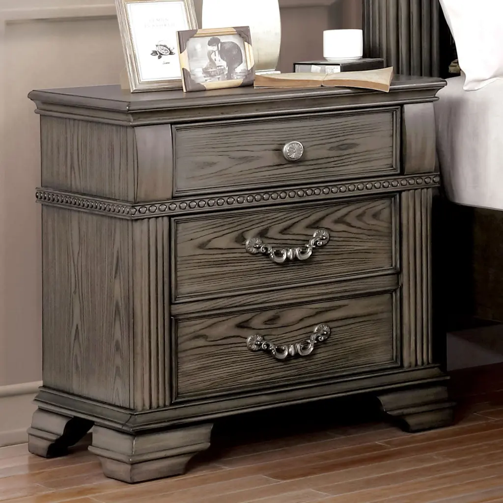 Gray Nightstand Bedroom Furniture Solid Wood Satin Nickel kanepe