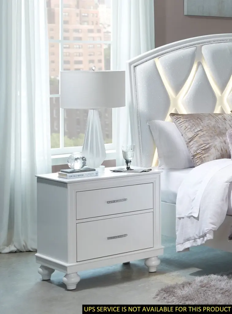Modern Bedroom Furniture Two Drawers Nightstand White Finish kanepe