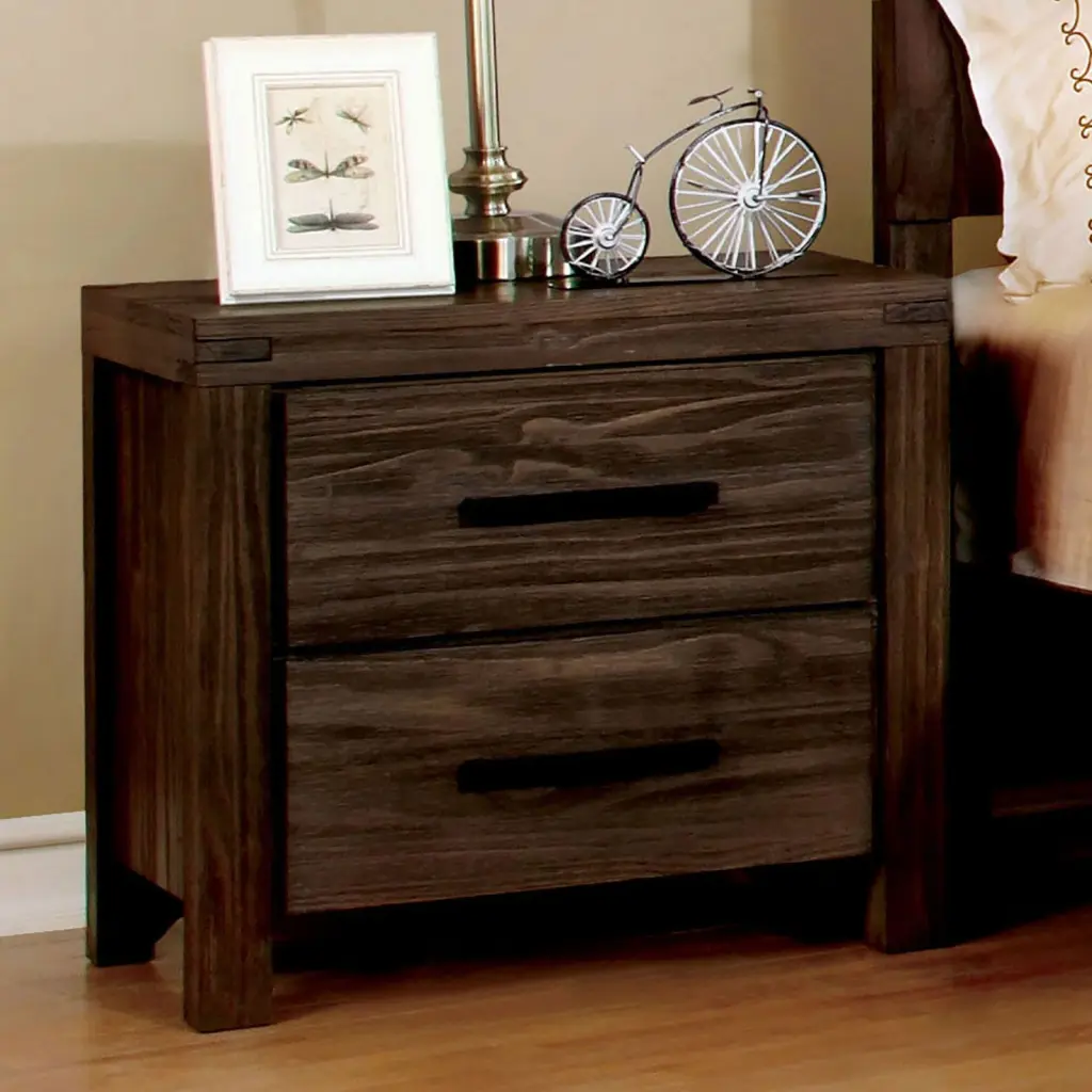 Rustic Style Wire Brushed Rustic Brown 1Pc Nightstand kanepe