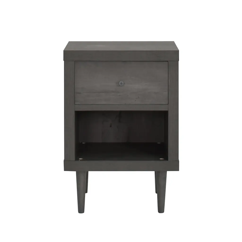 1 Drawer Nightstand Grey Mdf Compact Bedside Table Storage nh-sunfay