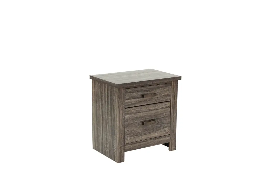 Nightstand Gray Oak Brown Gray Wood Modern Design and Ample Storage poundex