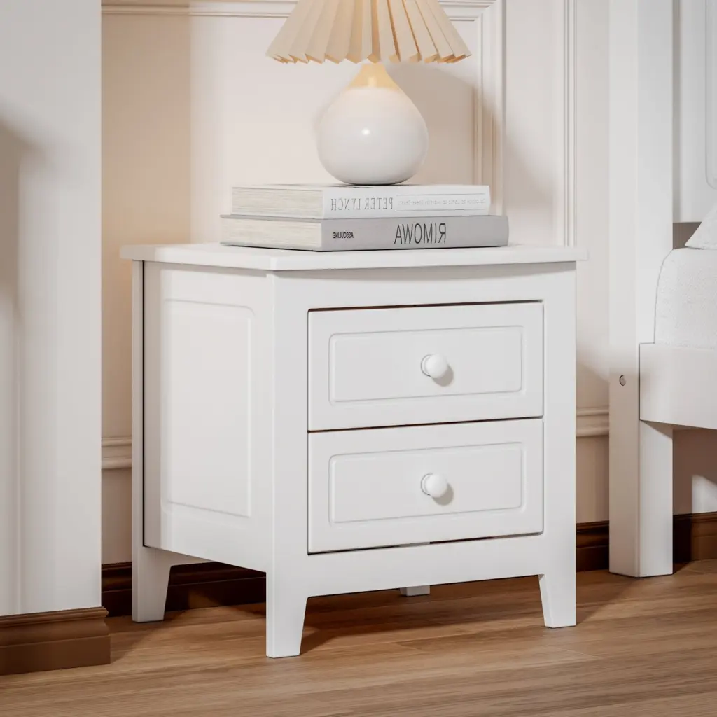 2 Drawer Nightstand Mid Century Retro Bedside Table rnb