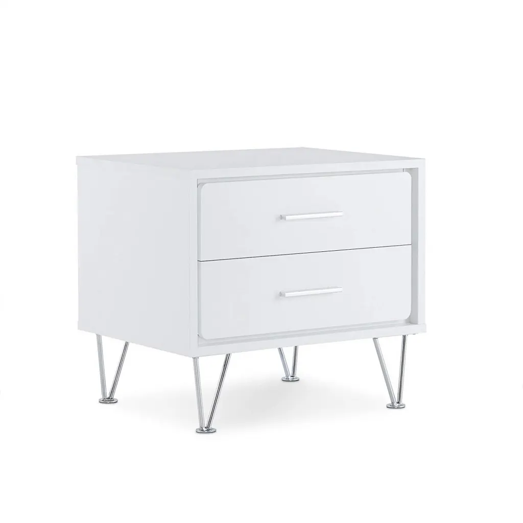 Contemporary White MDF 2-Drawer Wood Nightstand Deoss royal hampton