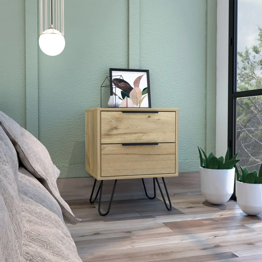 Augusta 2 Nightstand Side Table Four Legs And Two Drawers Light Finish rta mubles colombia