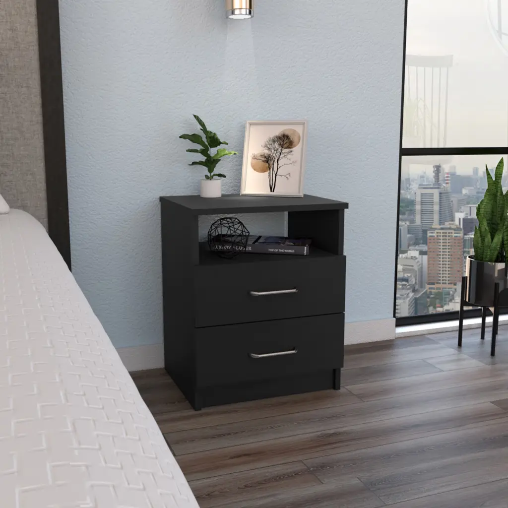 Napoles Nightstand Side Table High-quality Top Two Drawers Bedroom Furniture rta mubles colombia