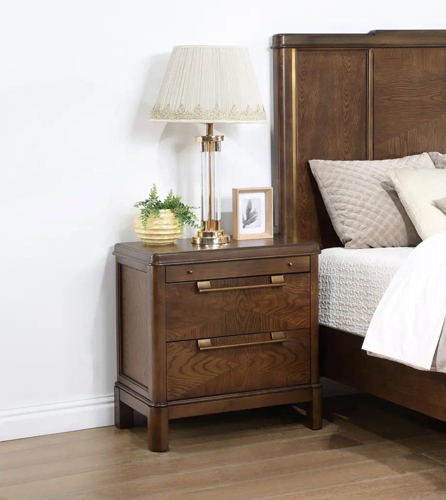 Milan Nightstand Dark Brown Wood steve silver furniture