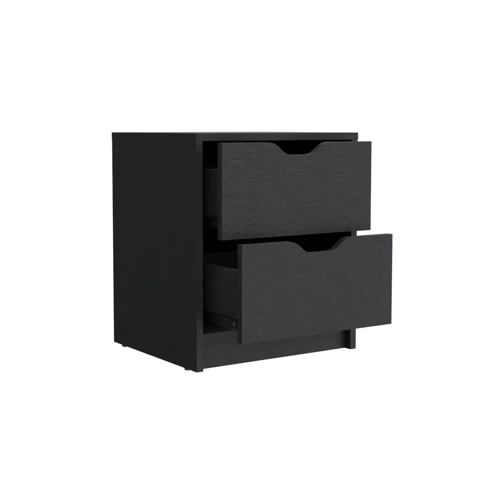 Nightstand Gandu Two Drawers Black Wengue Finish Particle Board treevol furniture