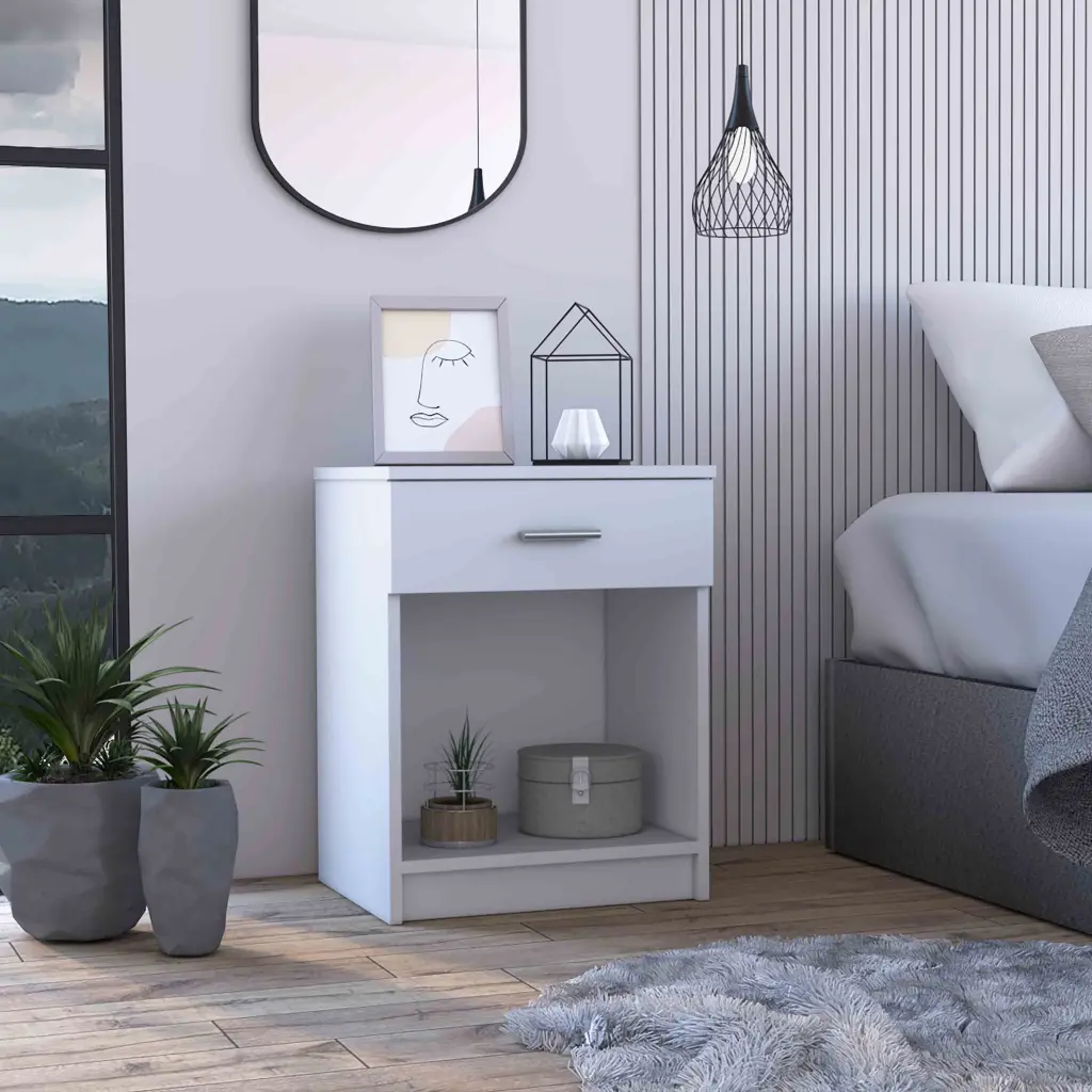 Eco Nightstand Side Table High Quality Top and One Drawer tuhome