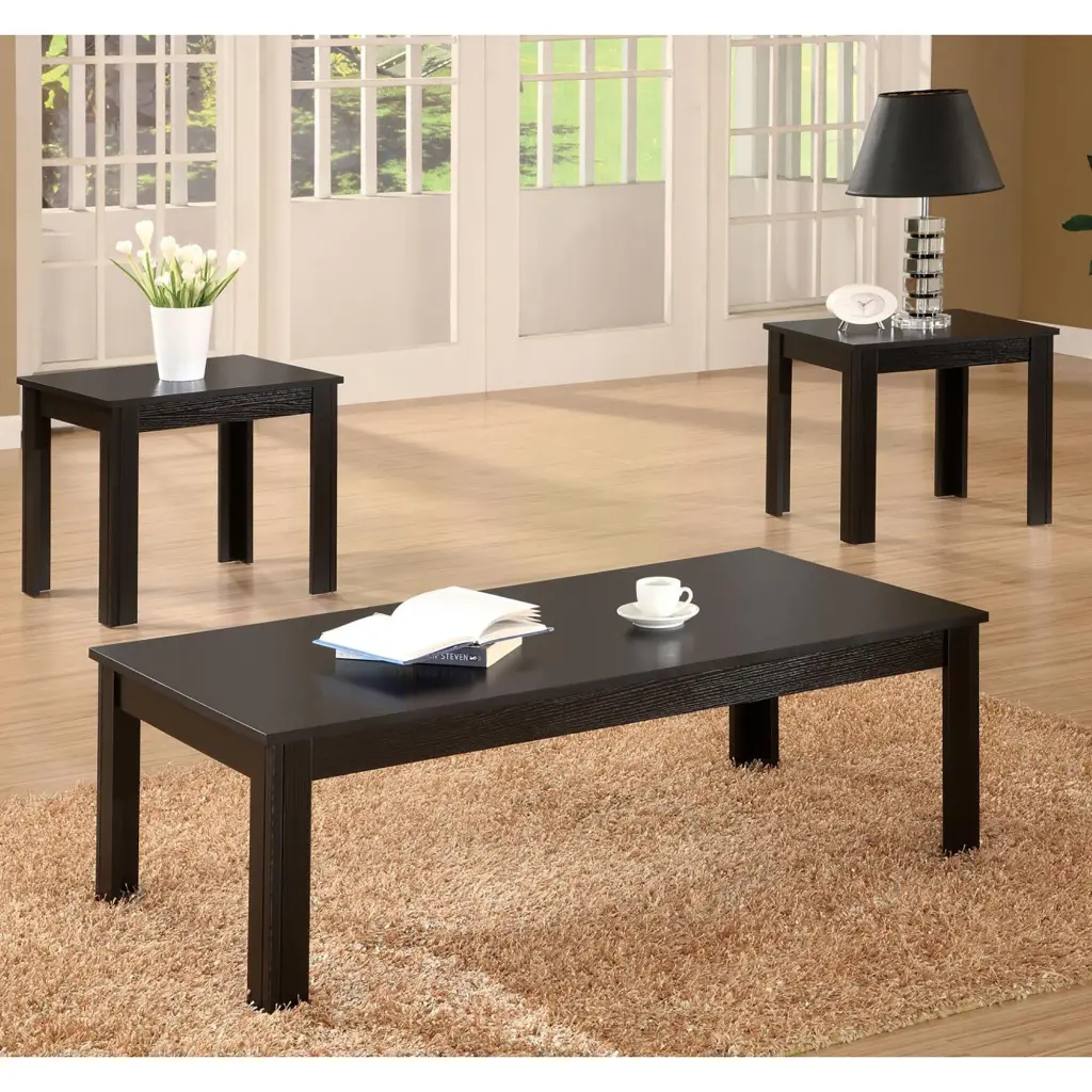 Black 3 Piece Rectangle Occasional Set Primary Living Space furniture max