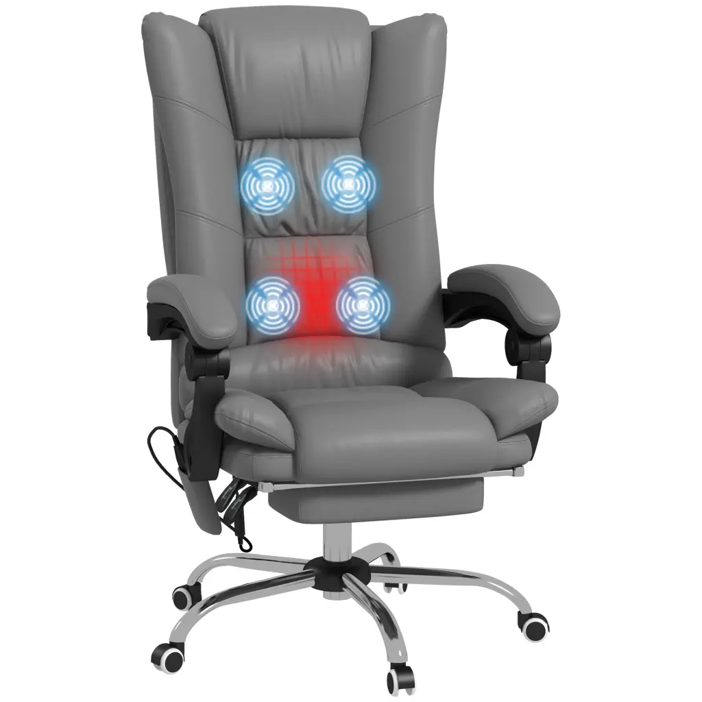 Vinsetto Gray Vibration Massage Office Chair Heat and Footrest aosom business