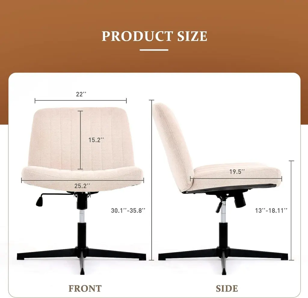 Cross Legged Office Chair Wide Comfortable Desk Chair Fabric Vanity Home Chair gardenia home furnishings
