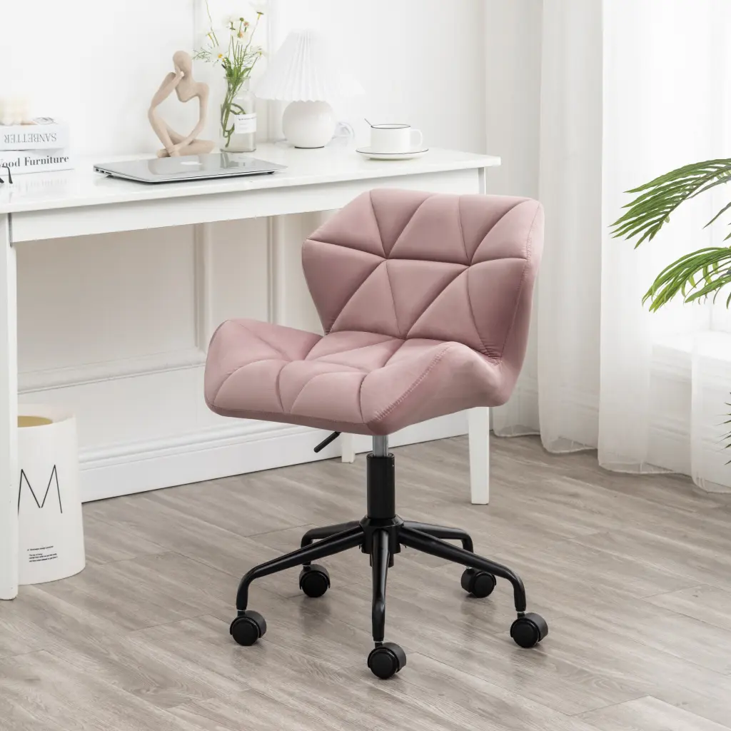 Eldon Diamond Tufted Adjustable Swivel Office Chair Mauve Velvet hz