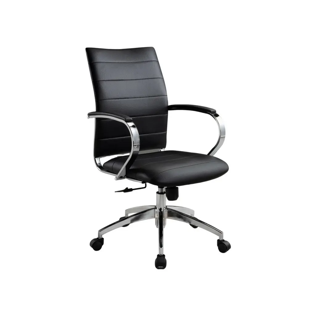 Zoha 27 Inch Adjustable Swivel Office Chair Black Faux Leather Chrome royal hampton