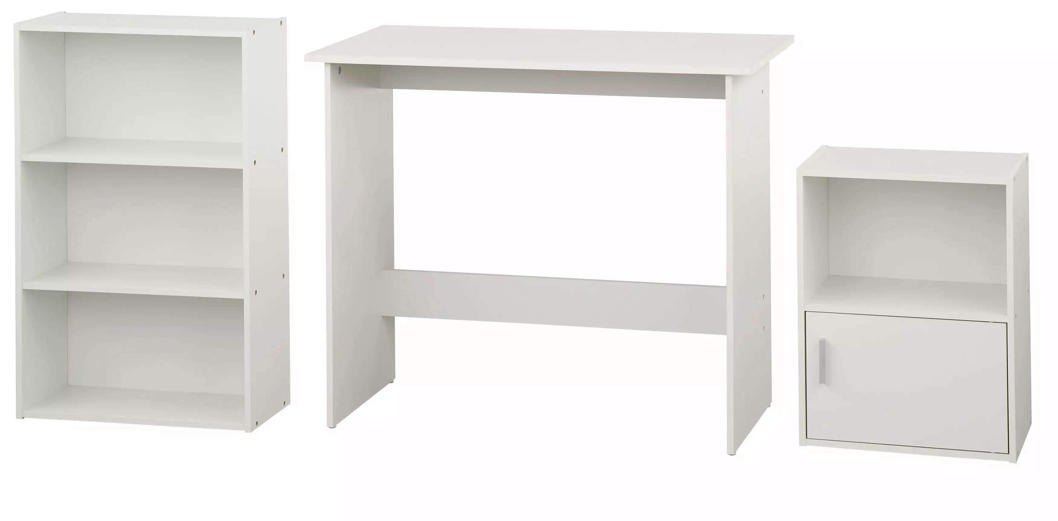 Soho 3 Piece Office Collection Desk Bookcase and Storage Cube White Finish London SOHO New York