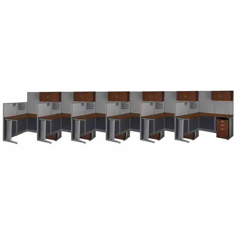 Bush Business Furniture Office---Hour Hansen Cherry Cubicles 6 People BBF