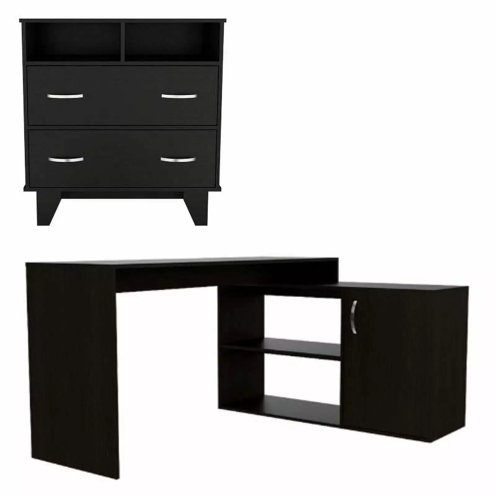 Home Square 2-Piece Set Home Office Desk and Two Drawer Dresser