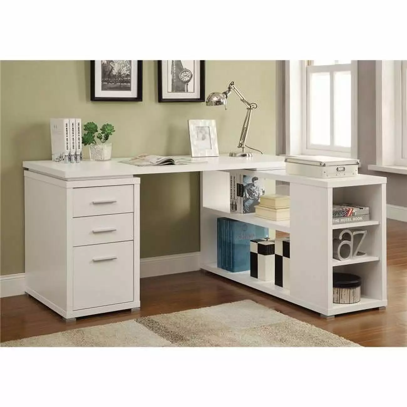 Benzara BM159068 Exquisite White Wooden Office Desk Modern Design