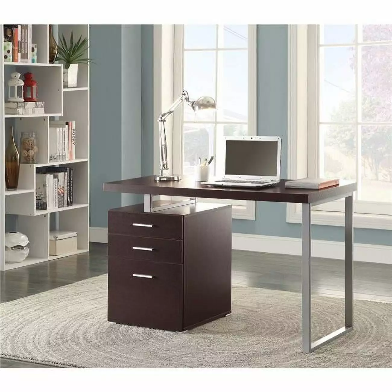 Benzara Contemporary Brown Office Desk File Drawer Modern Workspace Furniture