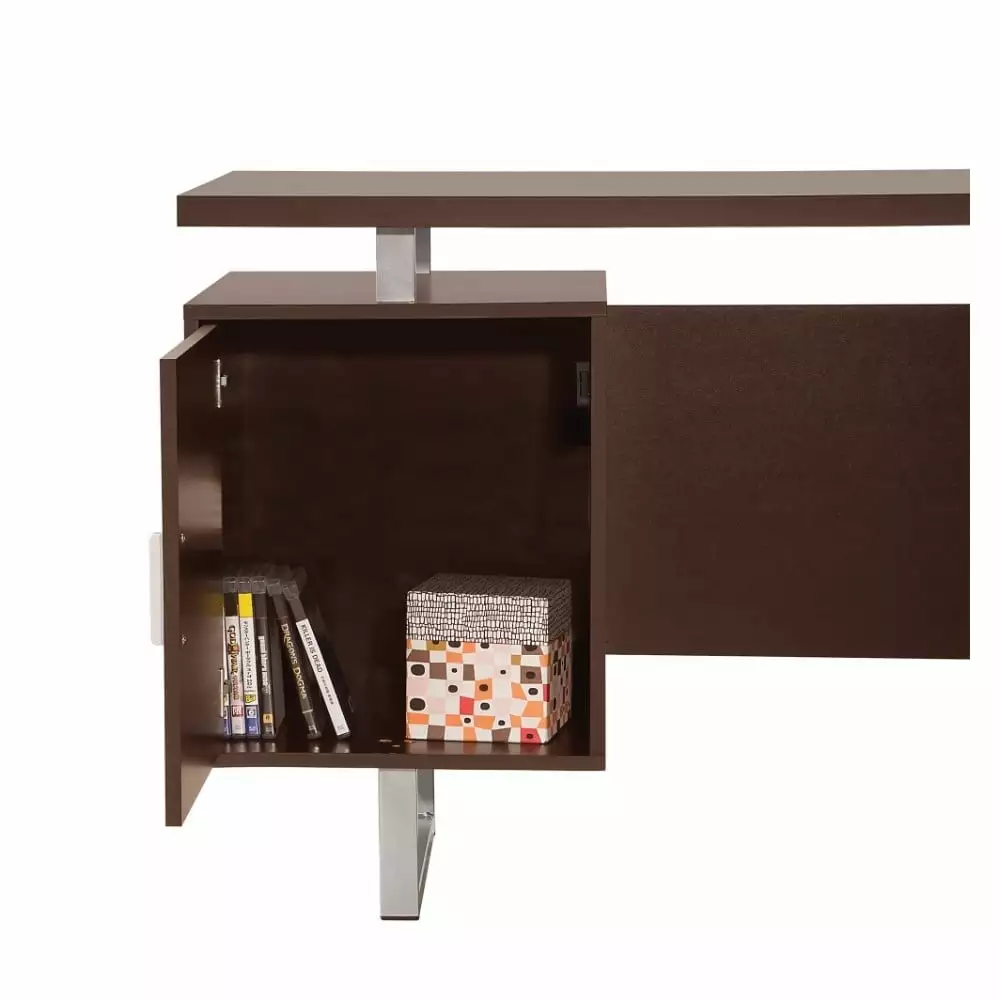 Coaster Company Office Desk Cappuccino and Silver Finish