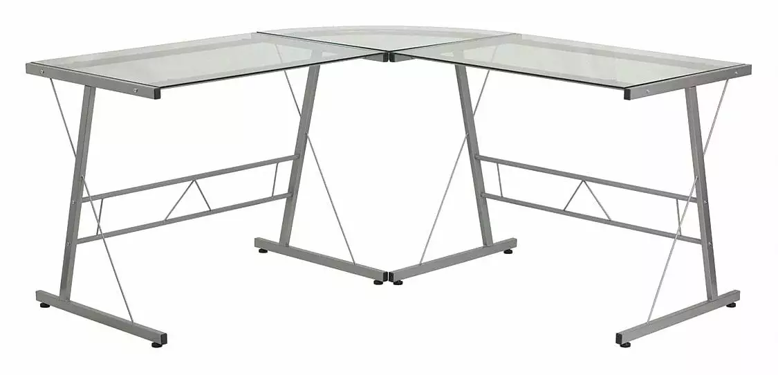 Flash Furniture Office Desk Silver Top 83-1/2 W Modern Workspace