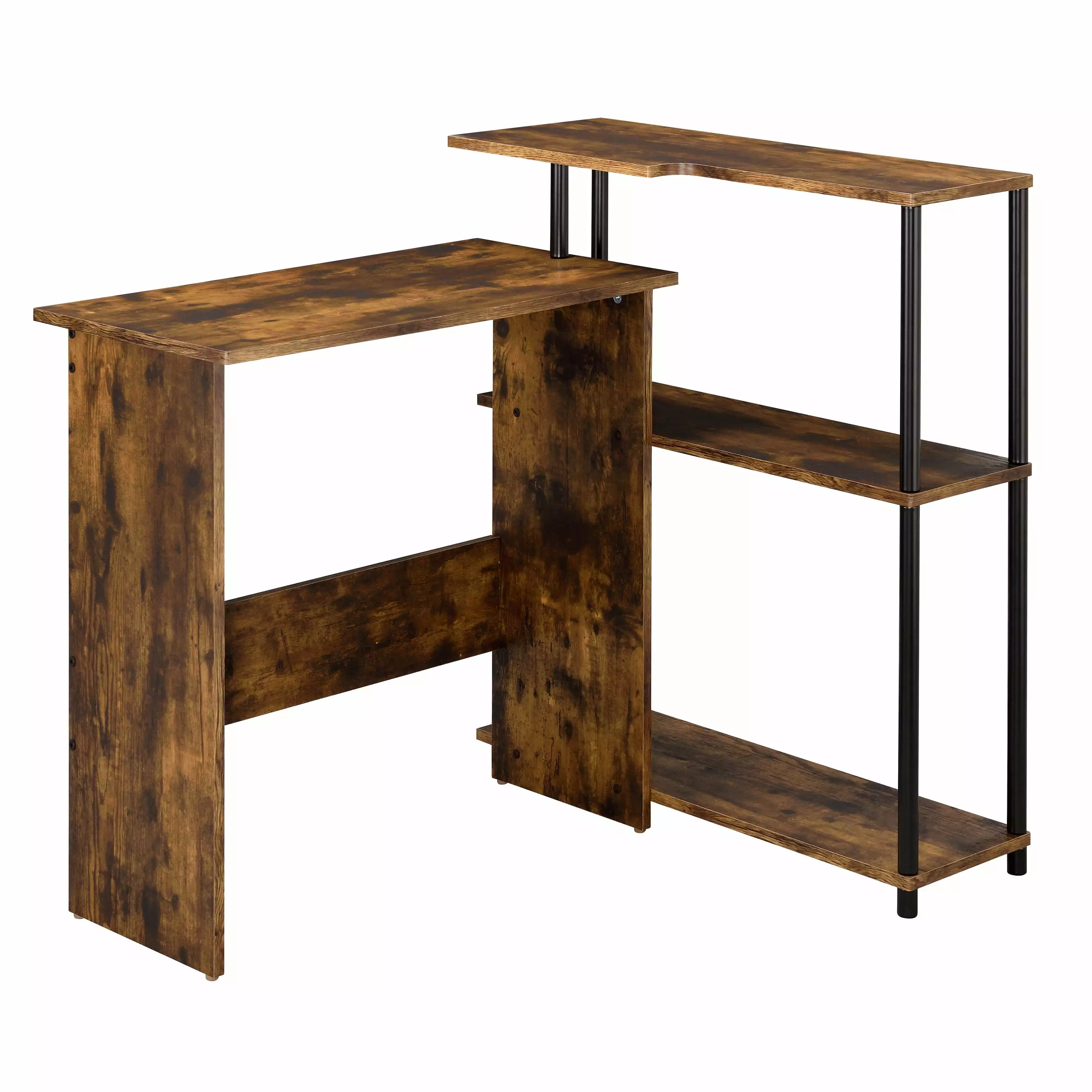 GeeHome Weathered Oak and Black Office Desk Bookshelf