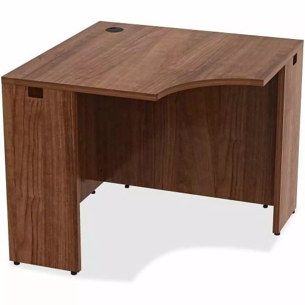 Lorell Essentials Series Walnut Laminate Desk 36x36x29.5 Inches Metal Frame