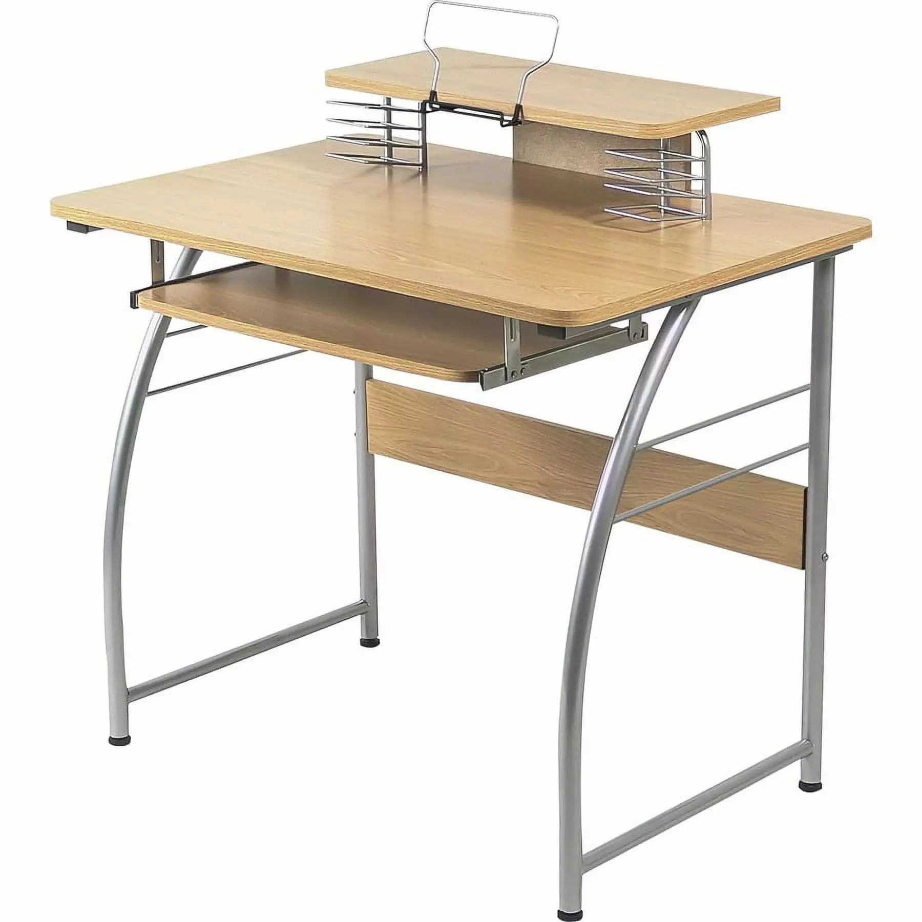 Lorell Upper Shelf Laminate Computer Desk - Durable Workstation Built- Storage Office or Home