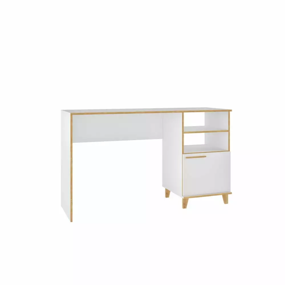 Minetta 2-Shelf Mid Century Office Desk White
