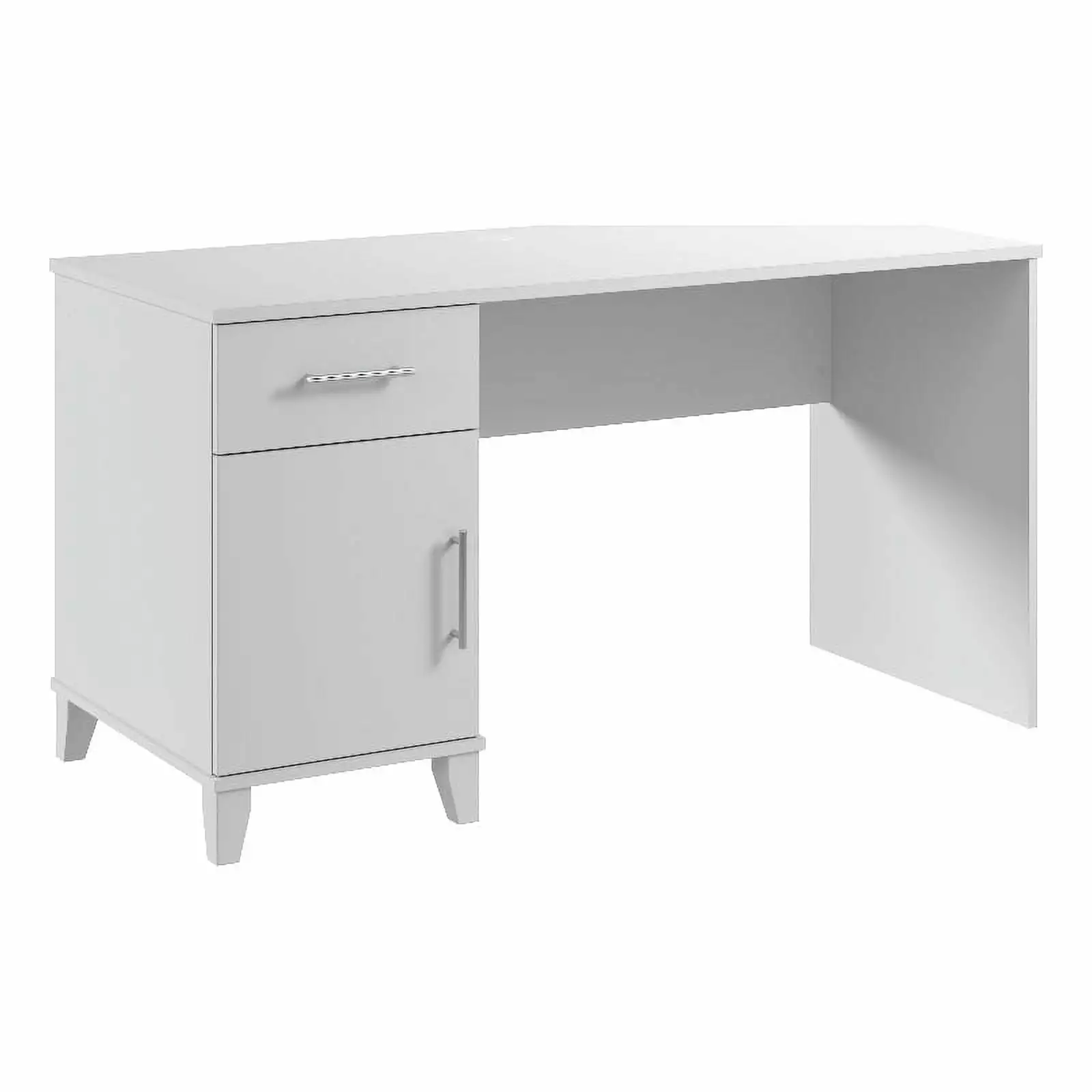 Pemberly Row 54W Office Desk Drawers White Engineered Wood Modern Desk