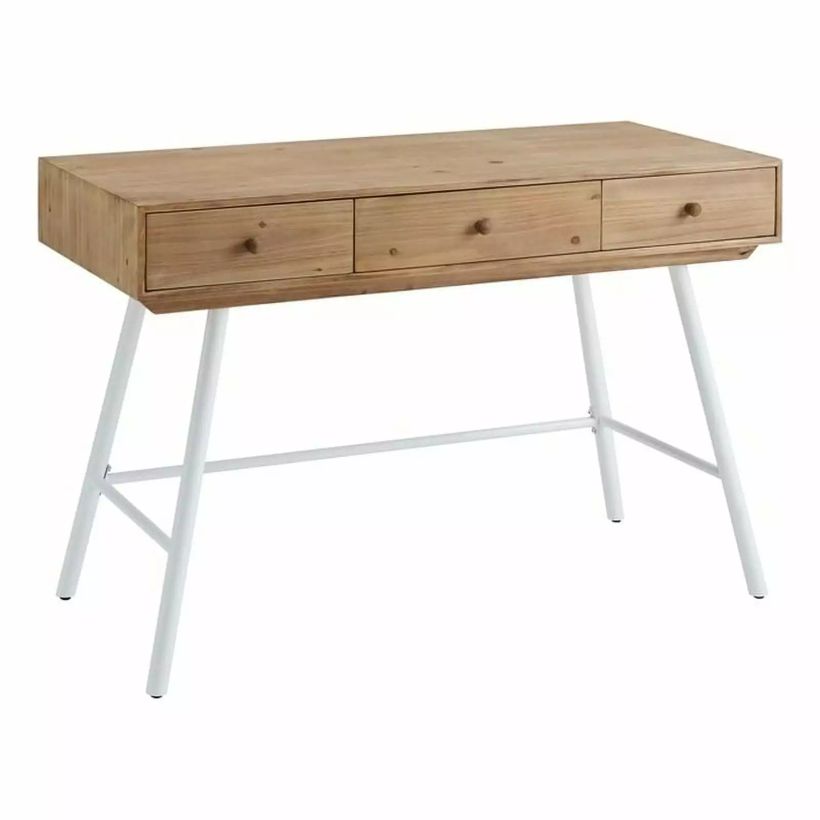 Riverbay Furniture Modern Wood and Metal Three Drawer Desk White - Stylish Home Office Desk