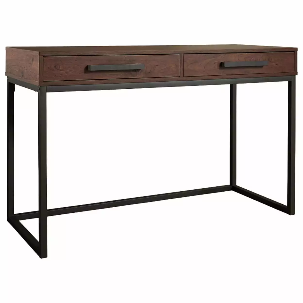 Saltoro Sherpi Office Desk 2 Drawers and Metal Sled Base Brown and Gray
