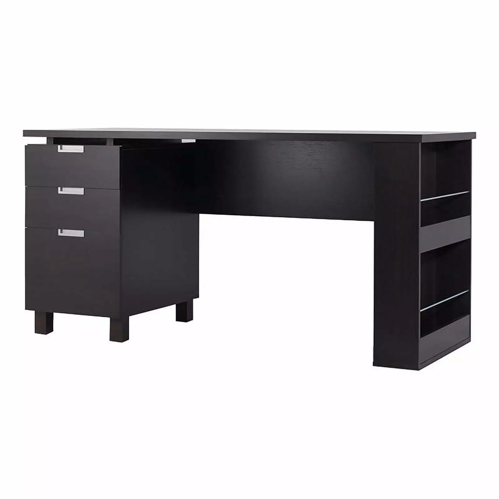 Scranton & Co Modern 3-Drawer Wood and Steel Office Desk Espresso