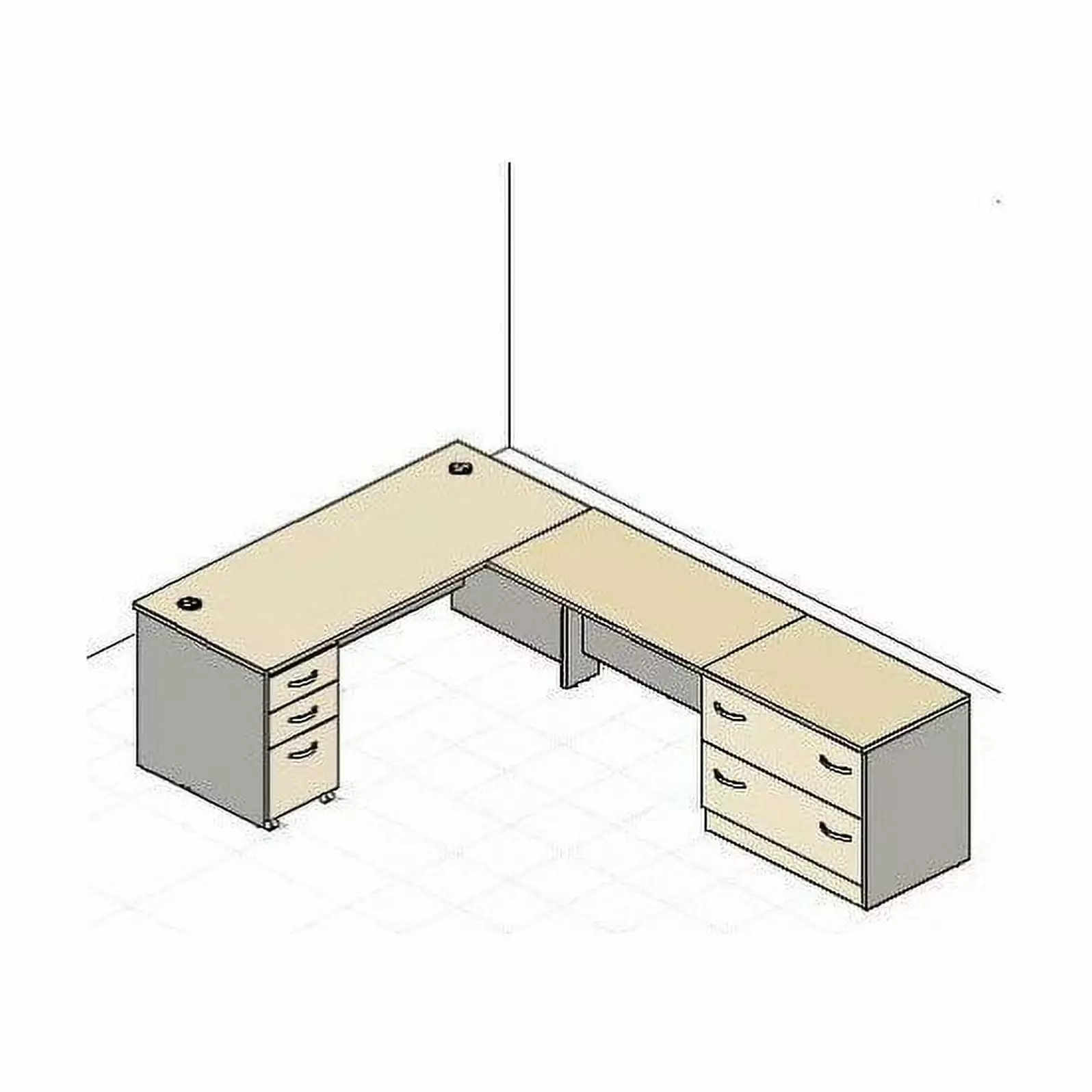 Bush Business Furniture Series C L-Shape Wood Office Set Hansen Cherry