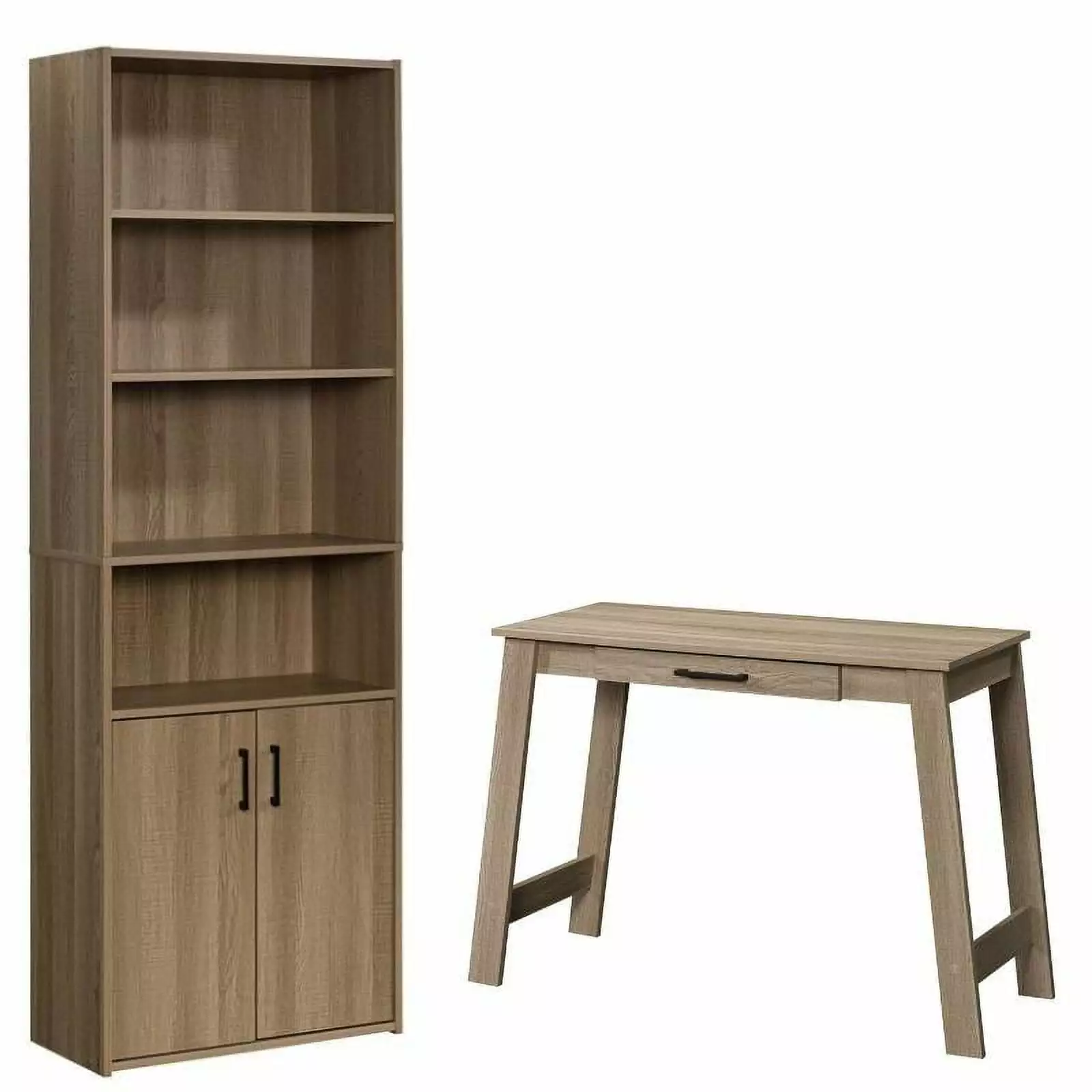 Home Square 2 Piece Office Furniture Set 4-shelf Bookcase and Writing Desk