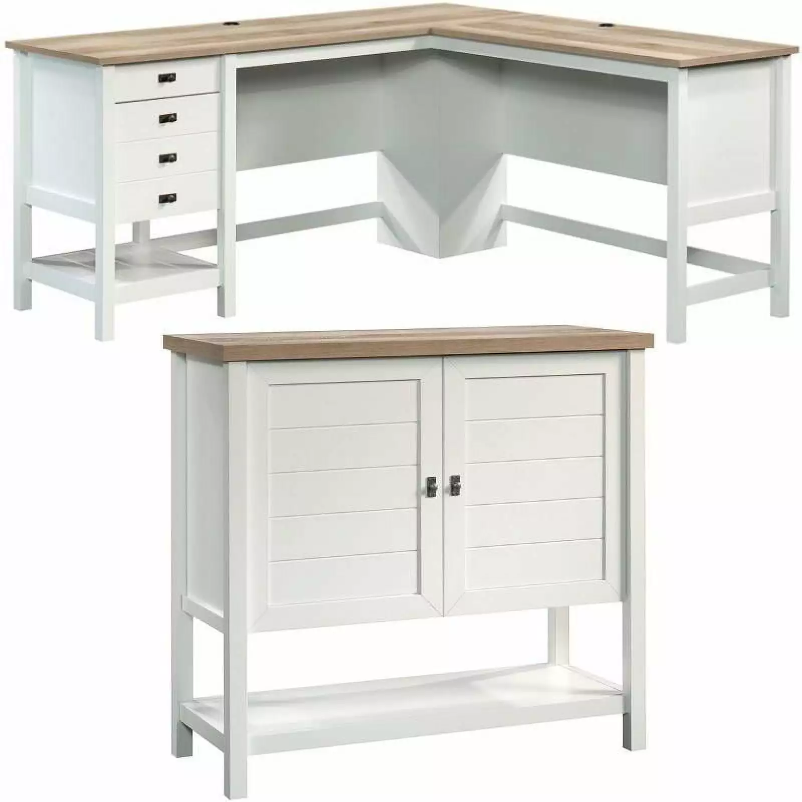 Home Square 2 Piece Set L-Shaped Home Office Desk and Console Table - Office Furniture Set