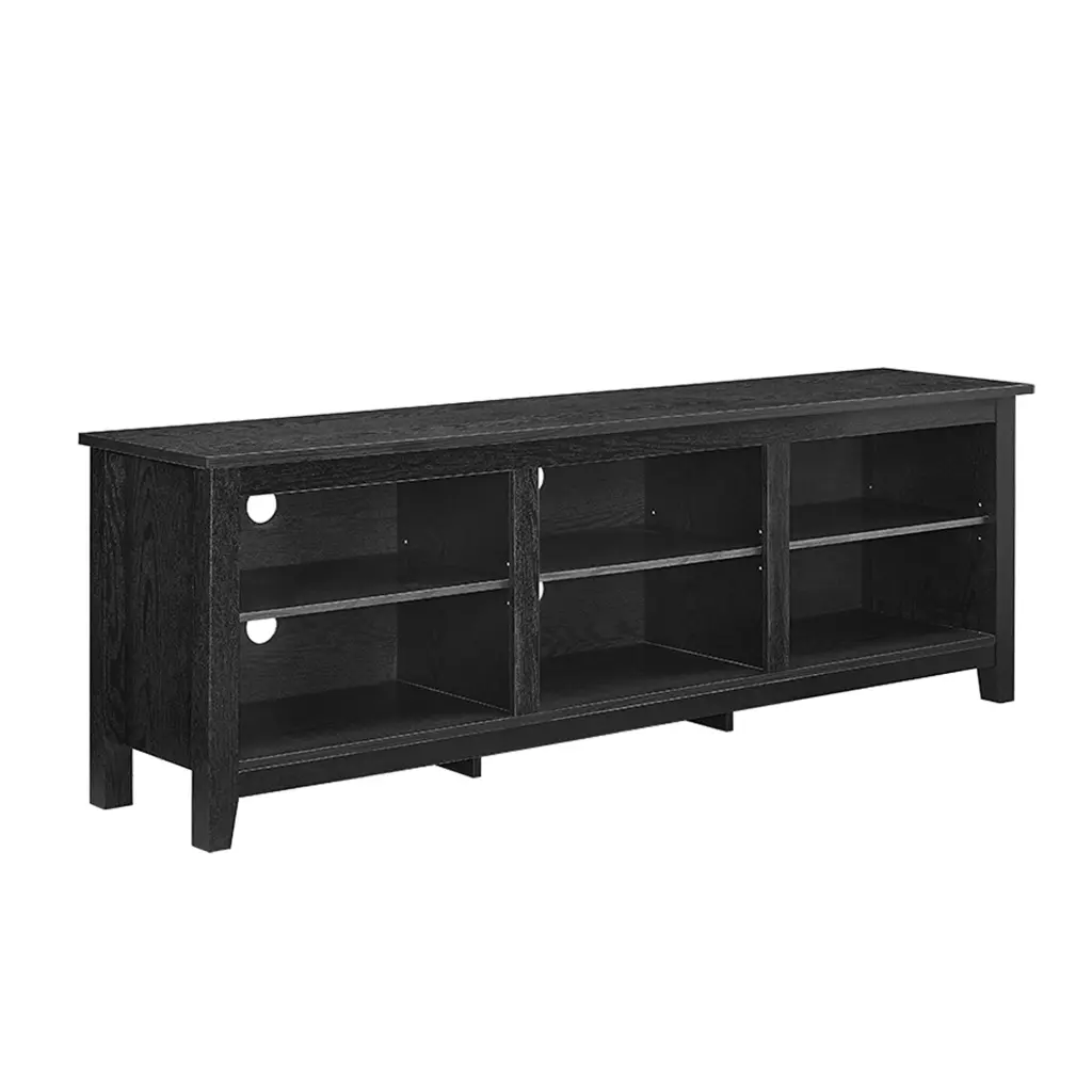 Modern Transitional 3 Shelf Open Storage 70 Inch TV Stand 80 Inch TVs Black walker edison