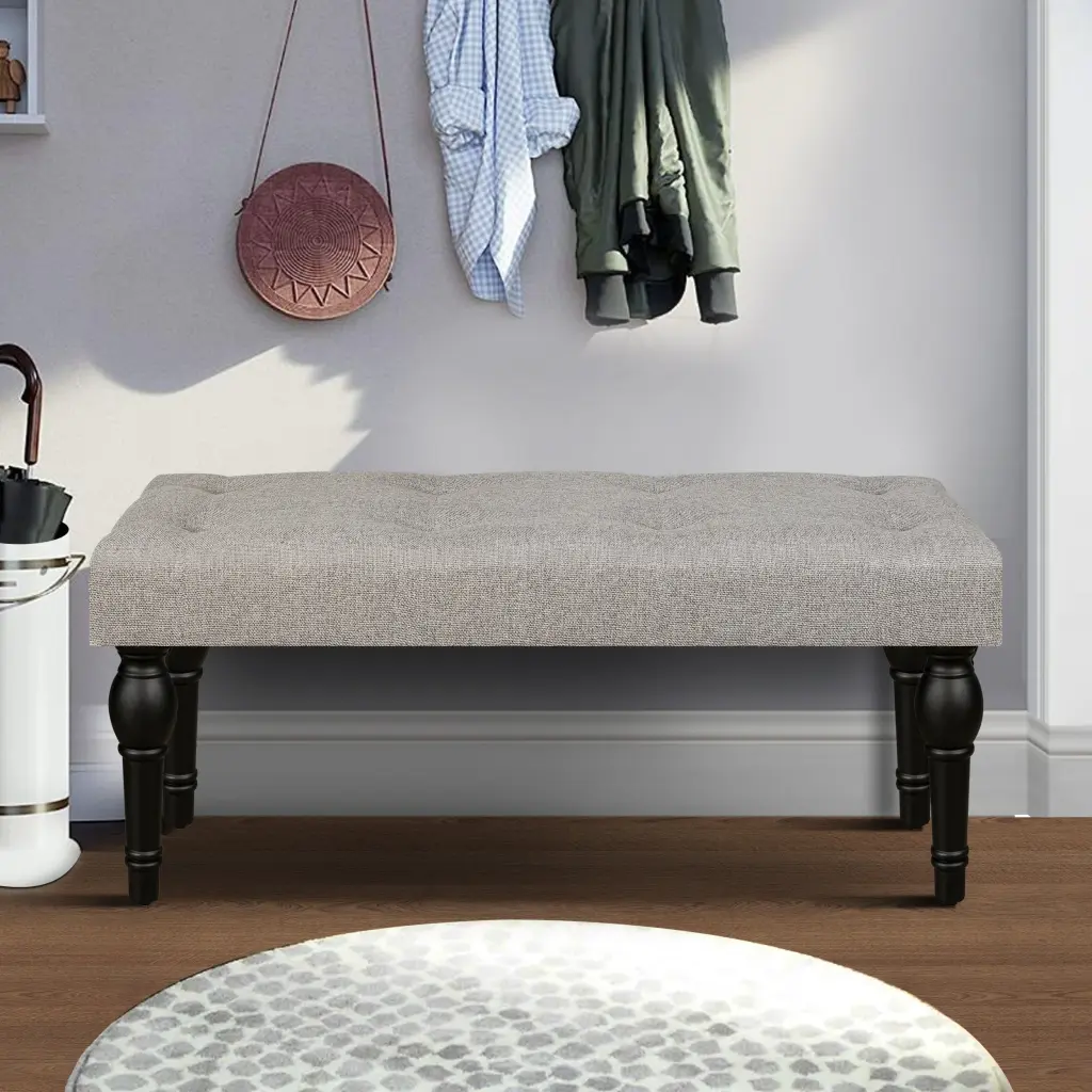 Ottoman Bench Thickened Roman Column Feet French Upholstered Bedside Stool rnb