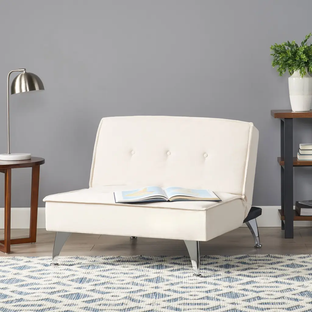 Ottoman Chair Ivory Fabric nh-purenest