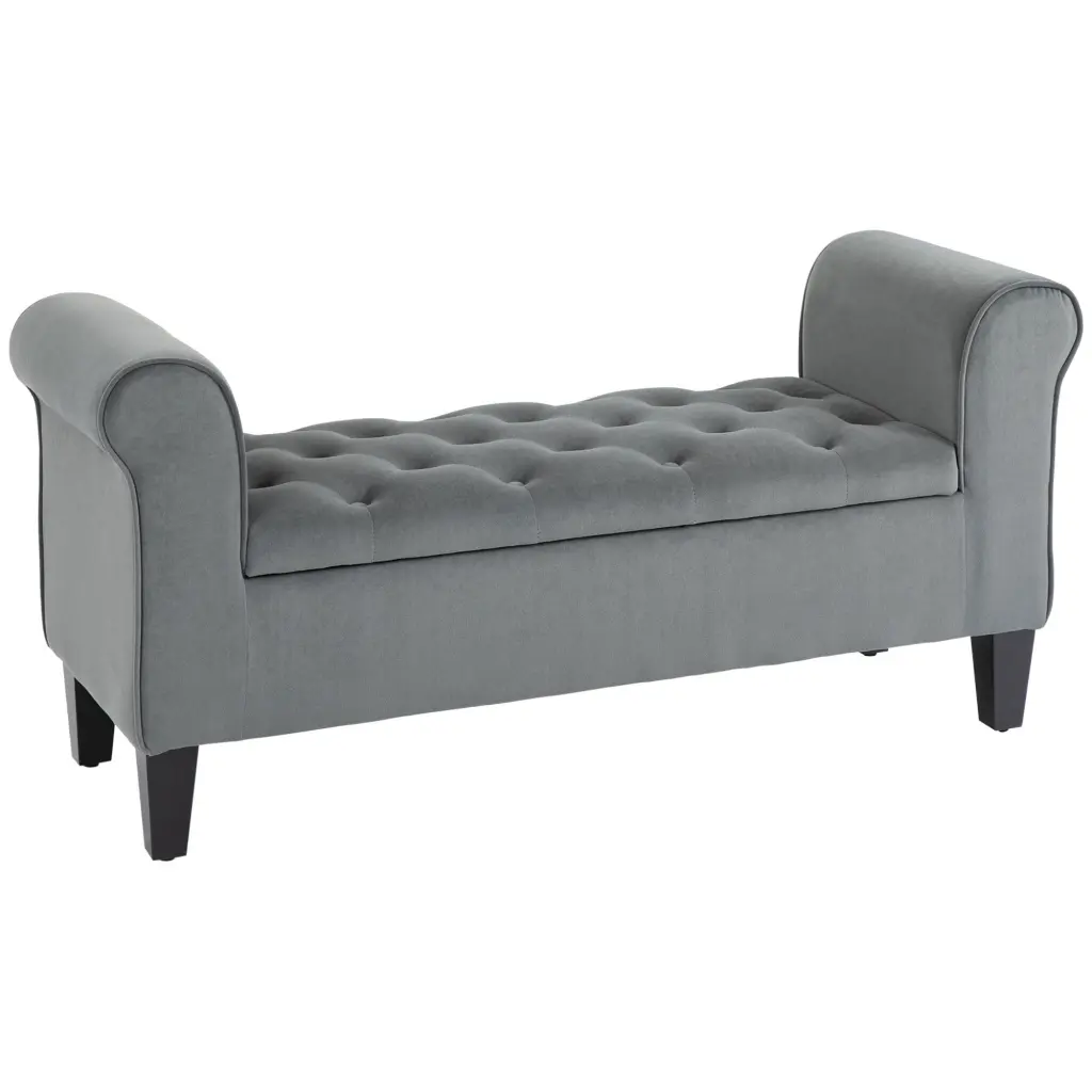 Homcom Button Tufted Storage Ottoman Bench Rollers Upholstered Seat aosom business