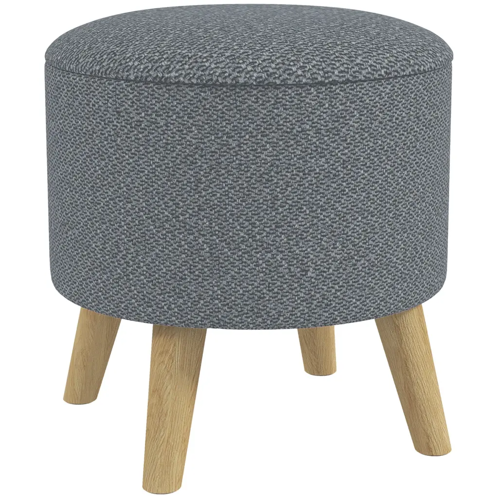 Homcom Round Storage Ottoman Stool Chair Cushioned Top Gray Living Room aosom business