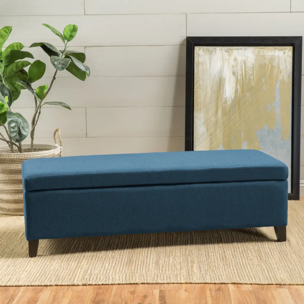 Hartford Storage Ottoman Navy Blue Fabric Multi-Purpose Footrest nh-an