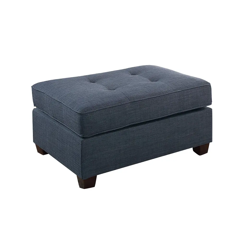 Fabric Cocktail Ottoman Button Tufted Seat Dark Blue Living Room Footstool simple relax
