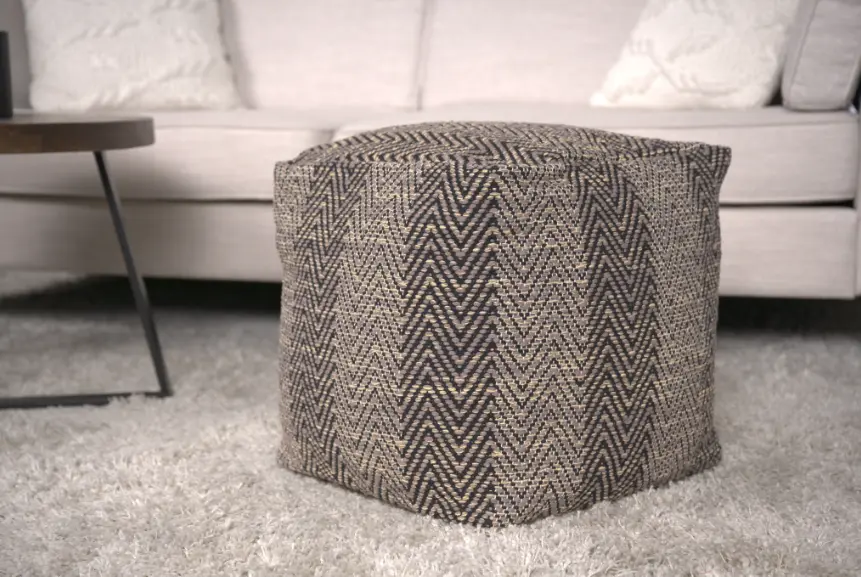 Barracuda Artisan-made Cotton Pouf Brown and Beige Handmade Footstool bazar