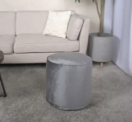 Shimon Cylinder Pouf Pewter Gray Velvet bazar