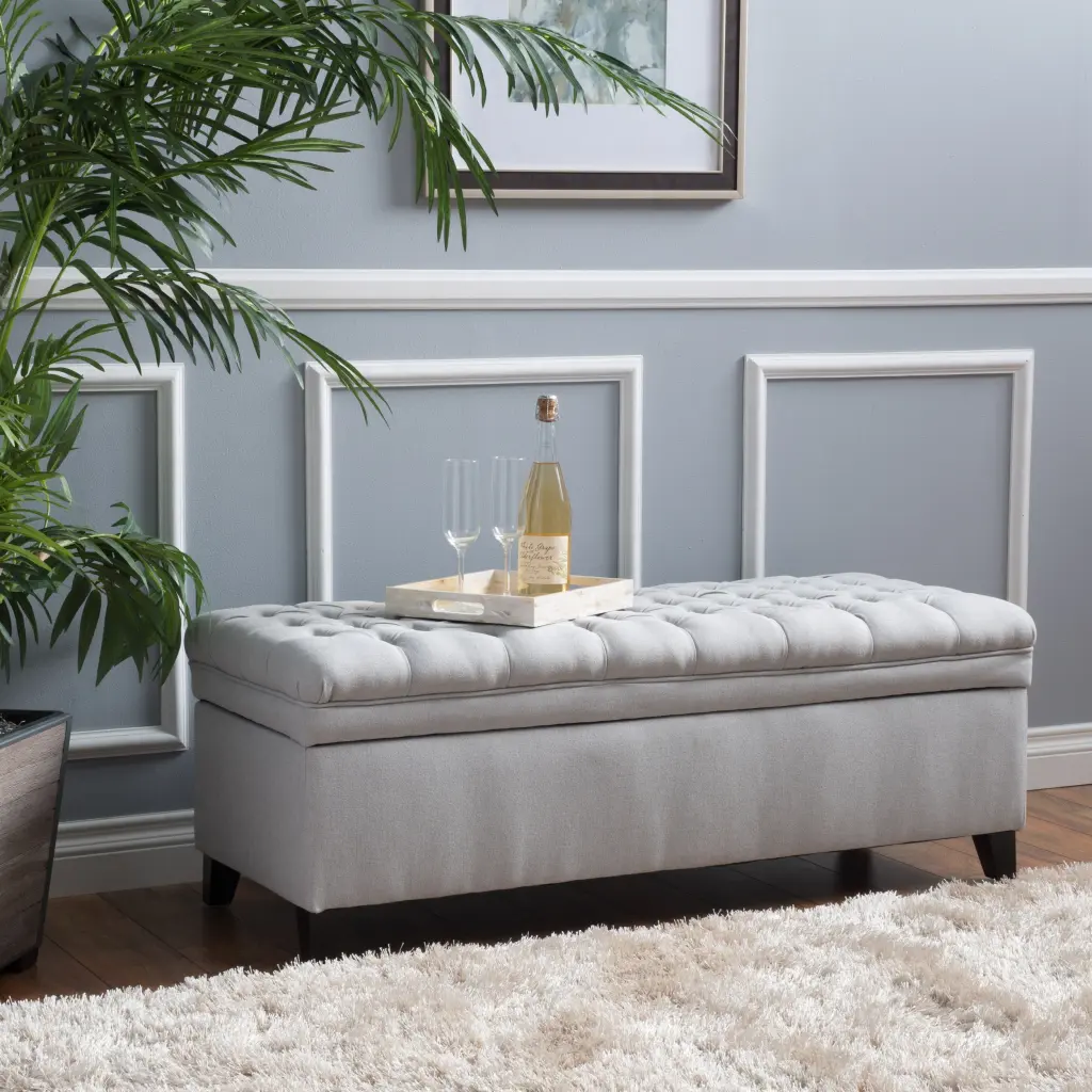 Juliana Storage Ottoman Light Grey Fabric nh-an
